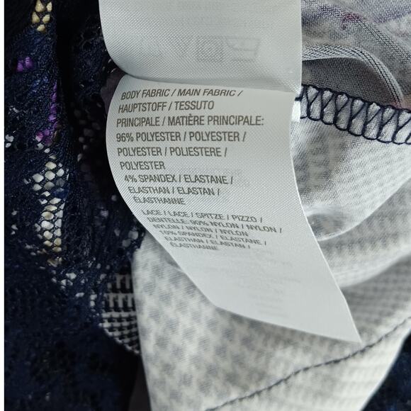 Susan Graver Liquid Knit Blouse Womens L Purple/Black Floral Boho Chiffon Ruffle - Picture 6 of 15